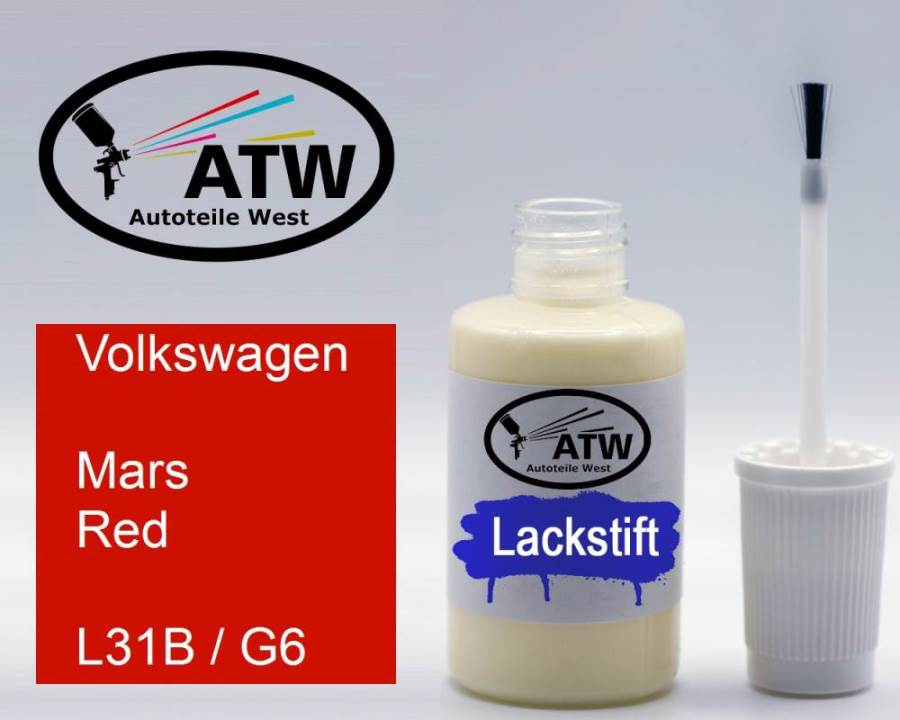 Volkswagen, Mars Red, L31B / G6: 20ml Lackstift, von ATW Autoteile West.